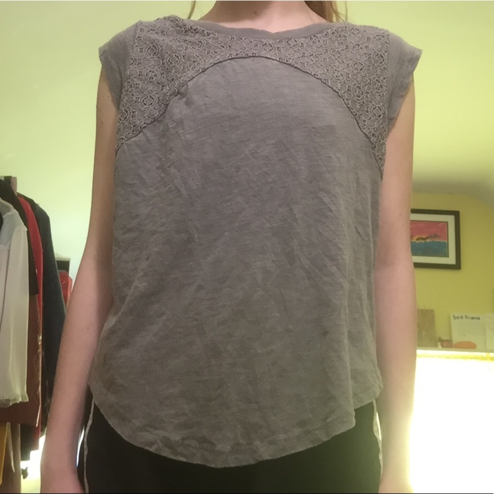 Grey with lace sections Muscle top